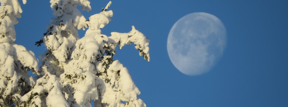 Mond über Schneelandschaft